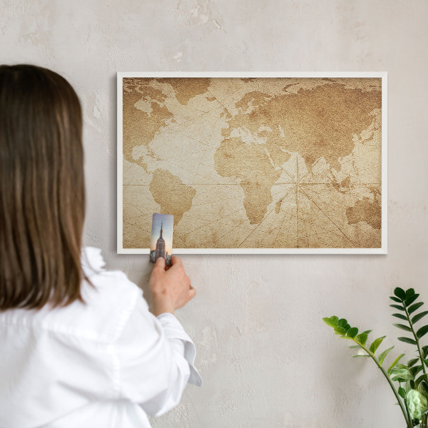 Tableau mural pour aimants dans un cadre noir Ancienne carte