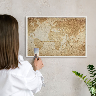 Tableau mural pour aimants dans un cadre noir Ancienne carte