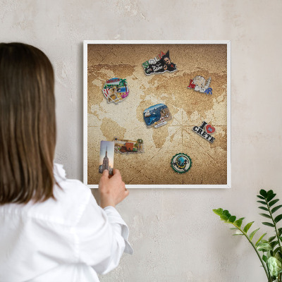 Tableau mural pour aimants dans un cadre noir Ancienne carte