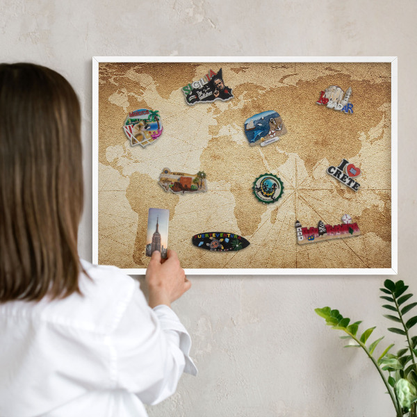 Tableau mural pour aimants dans un cadre noir Ancienne carte