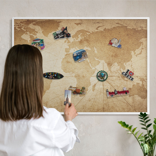 Tableau mural pour aimants dans un cadre noir Ancienne carte