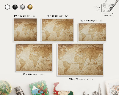 Tableau mural pour aimants dans un cadre noir Ancienne carte