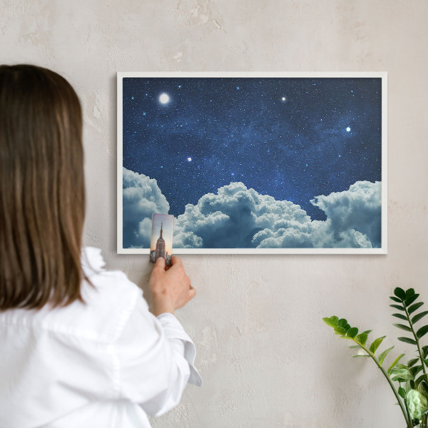 Tableau mural pour aimants dans un cadre noir Nuit cosmique
