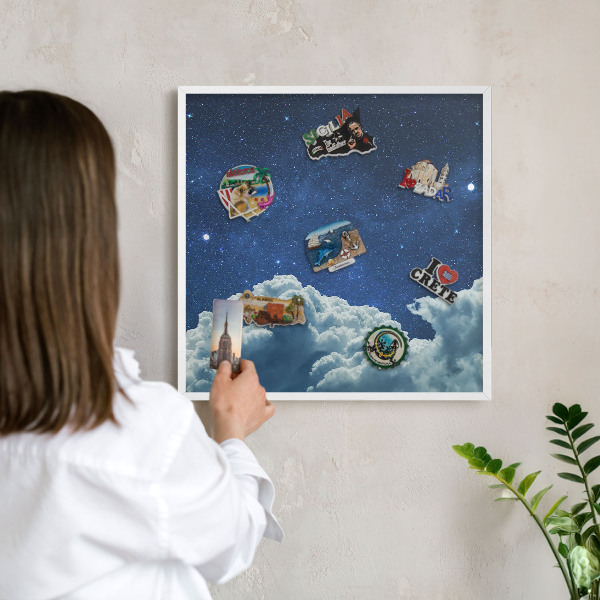 Tableau mural pour aimants dans un cadre noir Nuit cosmique