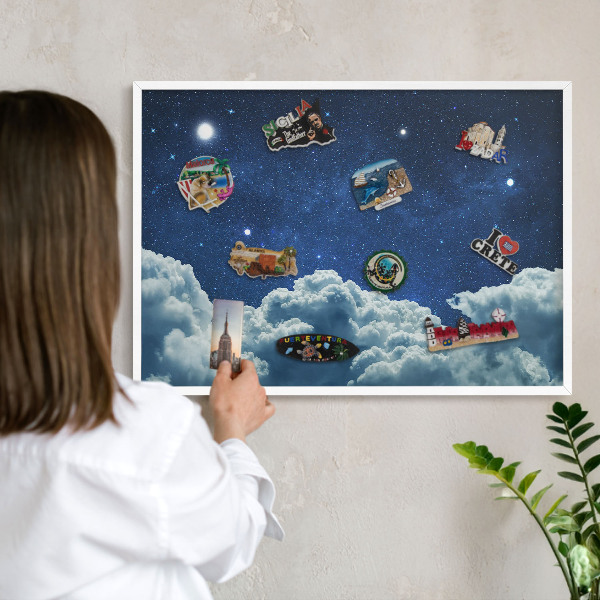 Tableau mural pour aimants dans un cadre noir Nuit cosmique