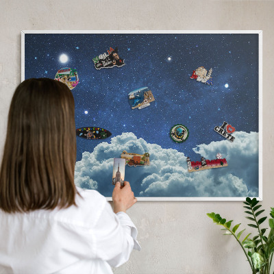 Tableau mural pour aimants dans un cadre noir Nuit cosmique