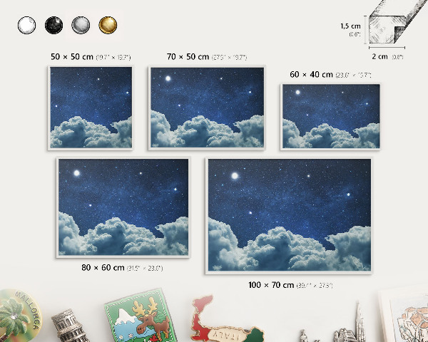 Tableau mural pour aimants dans un cadre noir Nuit cosmique