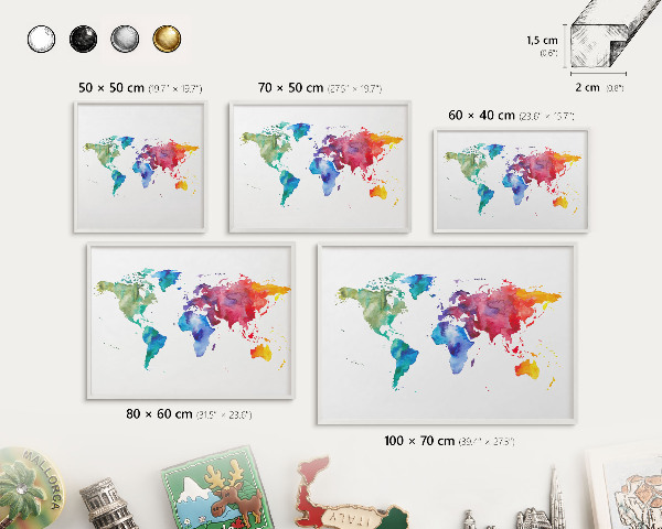 Panneau magnétique décoratif cadre noir Carte des couleurs