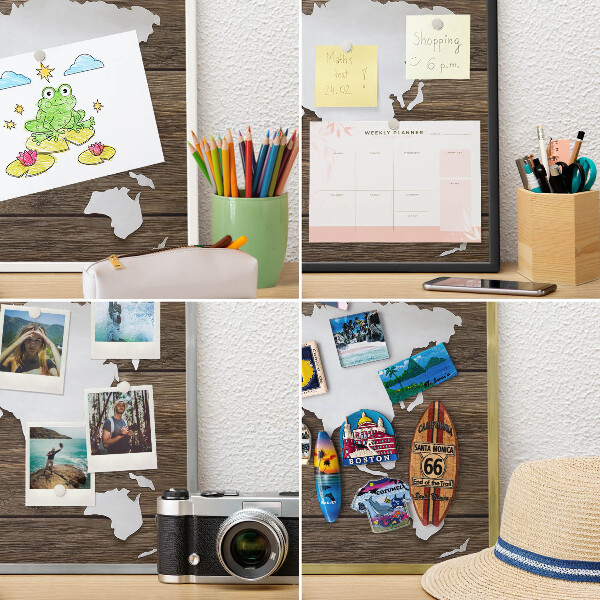 Tableau mural pour aimants dans un cadre noir Carte en bois
