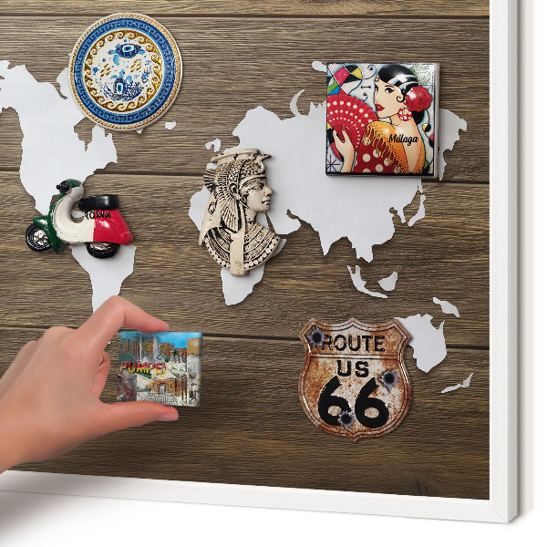 Tableau mural pour aimants dans un cadre noir Carte en bois