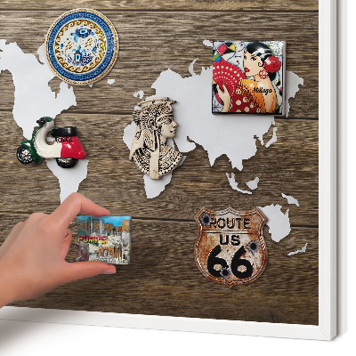 Tableau mural pour aimants dans un cadre noir Carte en bois