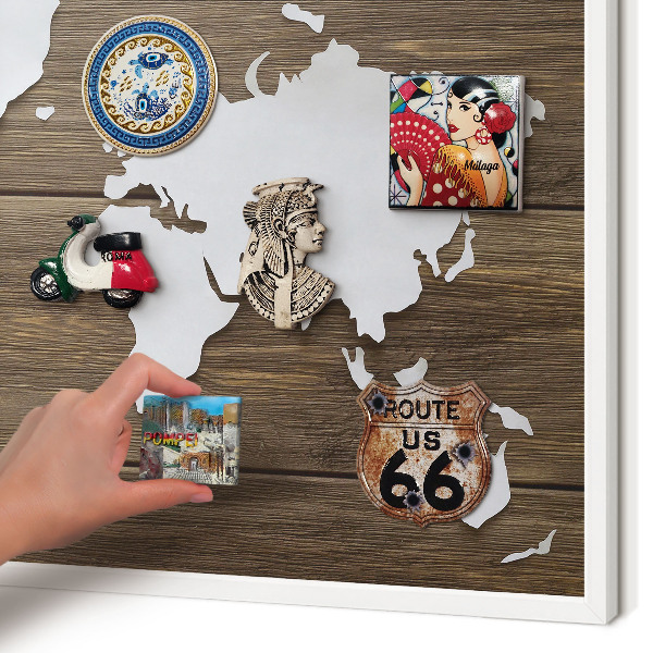 Tableau mural pour aimants dans un cadre noir Carte en bois