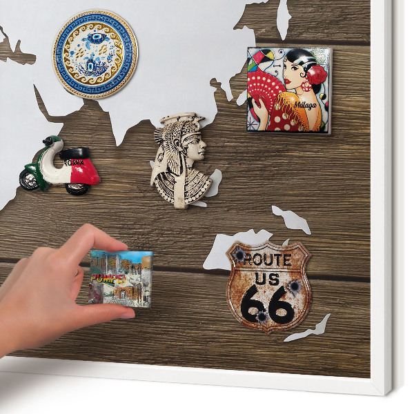 Tableau mural pour aimants dans un cadre noir Carte en bois