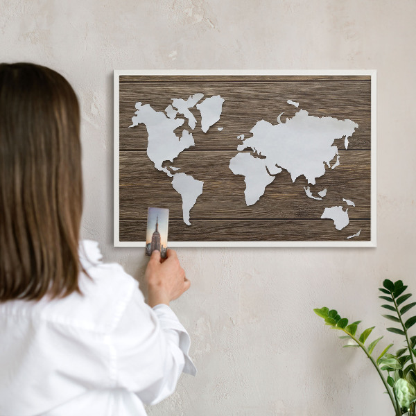 Tableau mural pour aimants dans un cadre noir Carte en bois