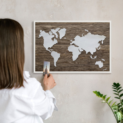 Tableau mural pour aimants dans un cadre noir Carte en bois