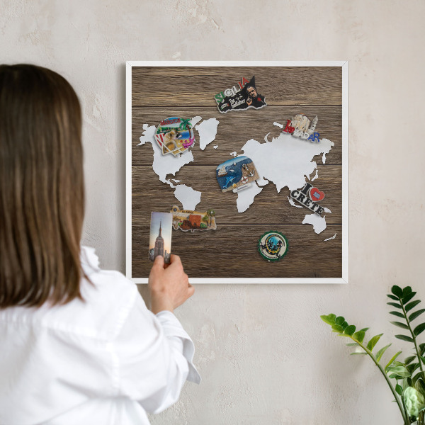 Tableau mural pour aimants dans un cadre noir Carte en bois