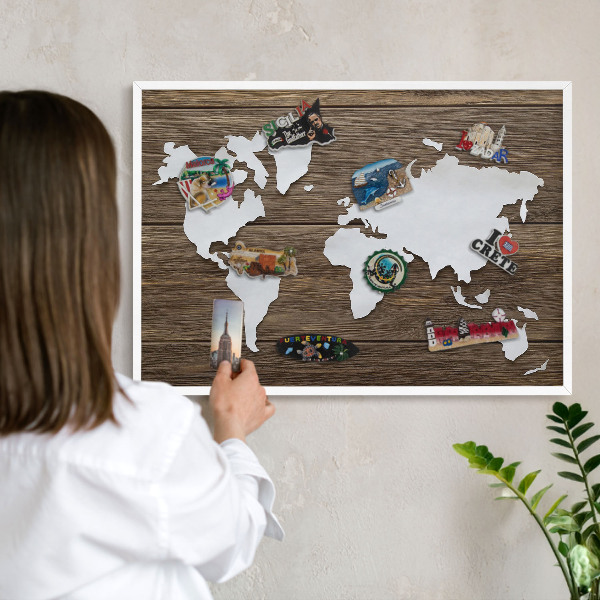 Tableau mural pour aimants dans un cadre noir Carte en bois