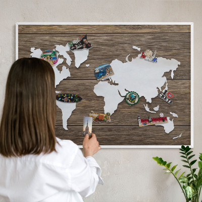 Tableau mural pour aimants dans un cadre noir Carte en bois