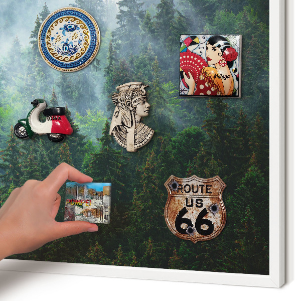Tableau mural pour aimants dans un cadre noir Forêt mystérieuse