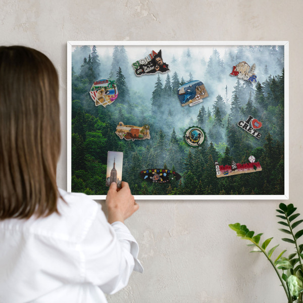 Tableau mural pour aimants dans un cadre noir Forêt mystérieuse