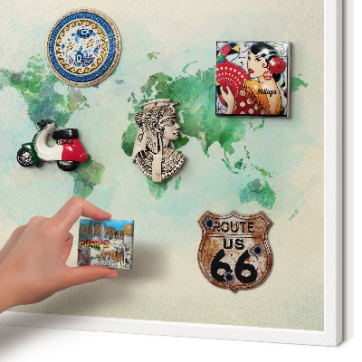Panneau magnétique décoratif cadre noir Carte du monde