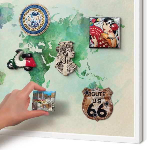 Panneau magnétique décoratif cadre noir Carte du monde