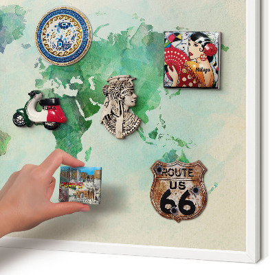 Panneau magnétique décoratif cadre noir Carte du monde