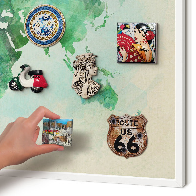 Panneau magnétique décoratif cadre noir Carte du monde