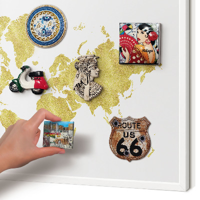 Panneau magnétique décoratif cadre noir Carte du monde