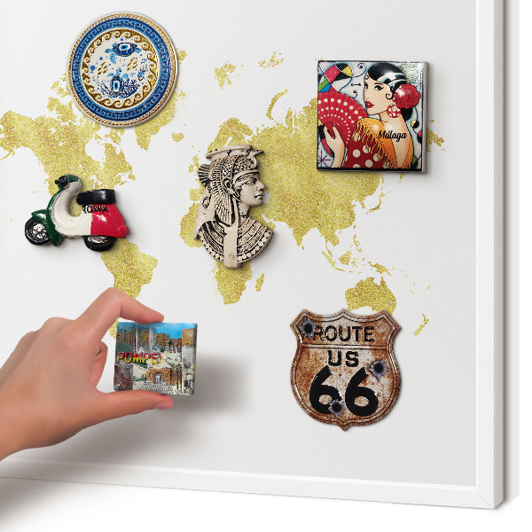 Panneau magnétique décoratif cadre noir Carte du monde