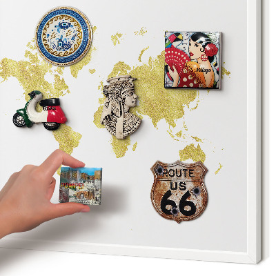Panneau magnétique décoratif cadre noir Carte du monde