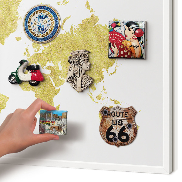 Panneau magnétique décoratif cadre noir Carte du monde