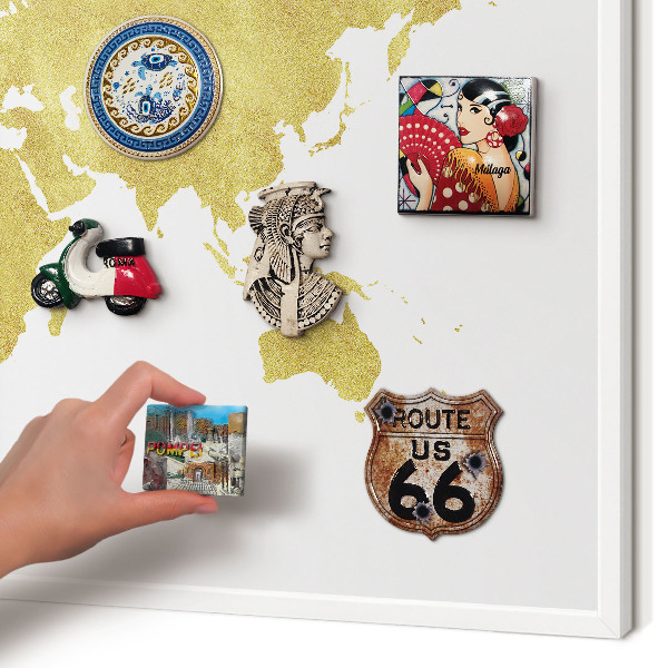 Panneau magnétique décoratif cadre noir Carte du monde