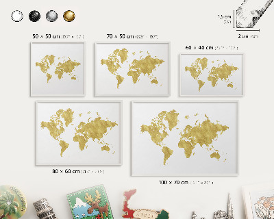 Panneau magnétique décoratif cadre noir Carte du monde