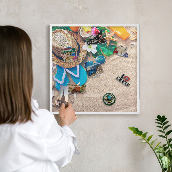 Tableau mural pour aimants dans un cadre noir Détente estivale