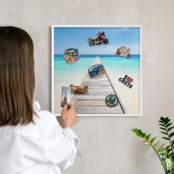 Tableau mural pour aimants dans un cadre noir Jetée de l'océan