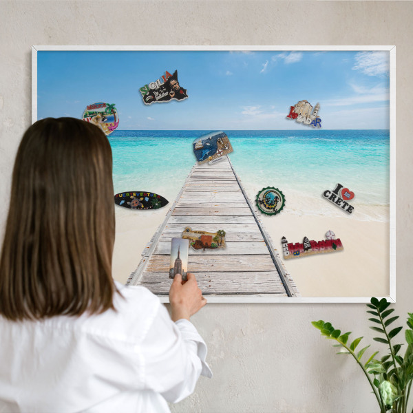 Tableau mural pour aimants dans un cadre noir Jetée de l'océan