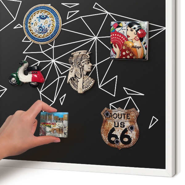 Tableau mural pour aimants dans un cadre noir Carte du monde