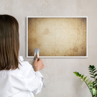 Tableau mural pour aimants dans un cadre noir Carte ancienne