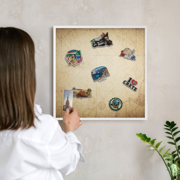 Tableau mural pour aimants dans un cadre noir Carte ancienne