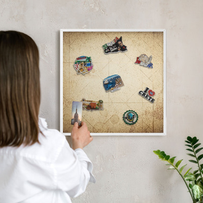 Tableau mural pour aimants dans un cadre noir Carte ancienne