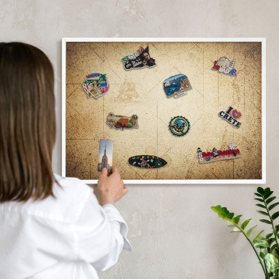 Tableau mural pour aimants dans un cadre noir Carte ancienne