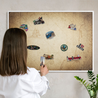Tableau mural pour aimants dans un cadre noir Carte ancienne