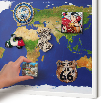 Panneau magnétique décoratif cadre noir Cartographier le globe