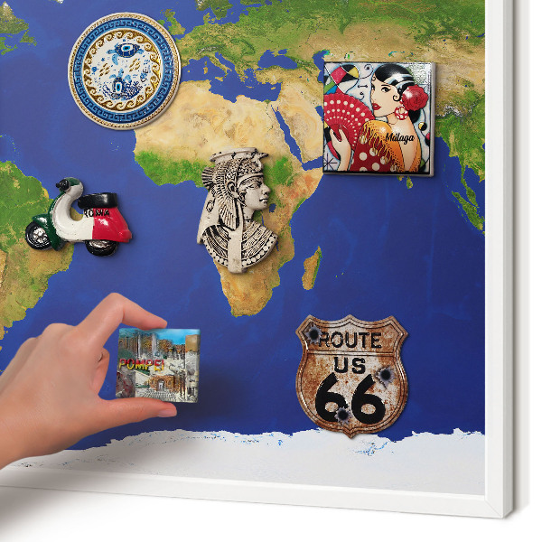 Panneau magnétique décoratif cadre noir Cartographier le globe