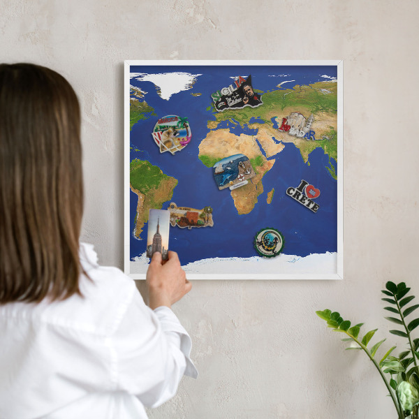 Panneau magnétique décoratif cadre noir Cartographier le globe