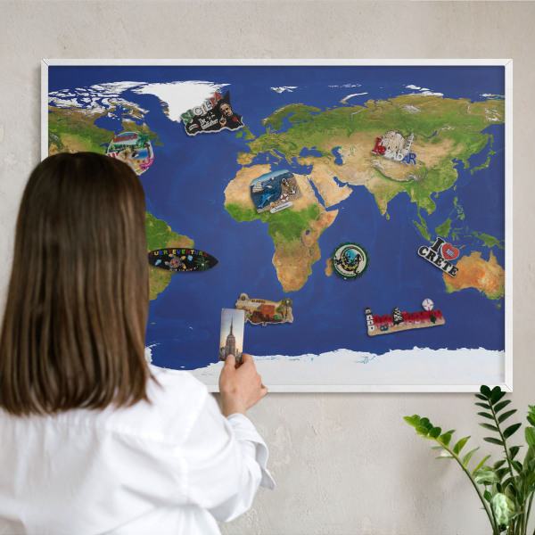 Panneau magnétique décoratif cadre noir Cartographier le globe