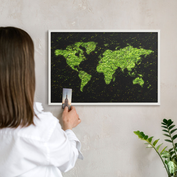Tableau mural pour aimants dans un cadre noir Carte verte