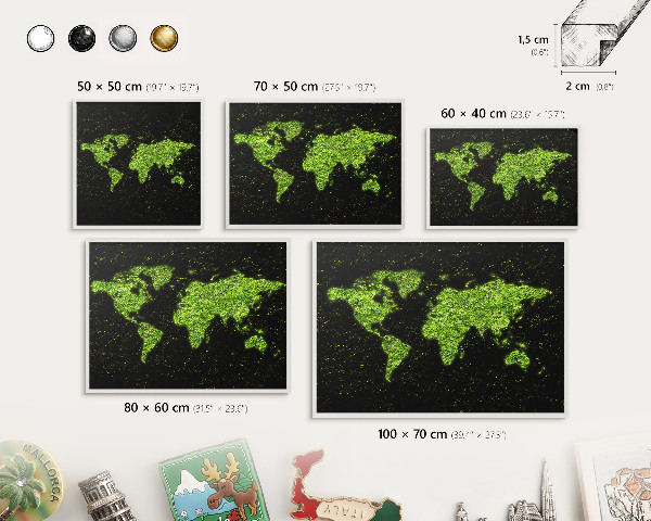 Tableau mural pour aimants dans un cadre noir Carte verte