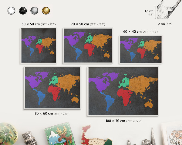 Panneau magnétique décoratif cadre noir Carte des couleurs
